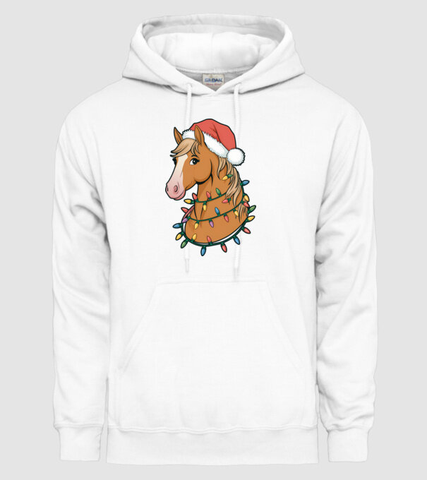 Cal de Crăciun model alb pe tricou
