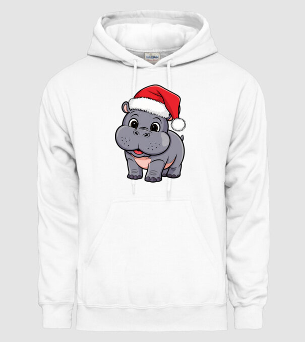Crăciun Hippo model alb pe tricou