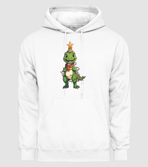 dinozaur pom de Crăciun model alb pe tricou