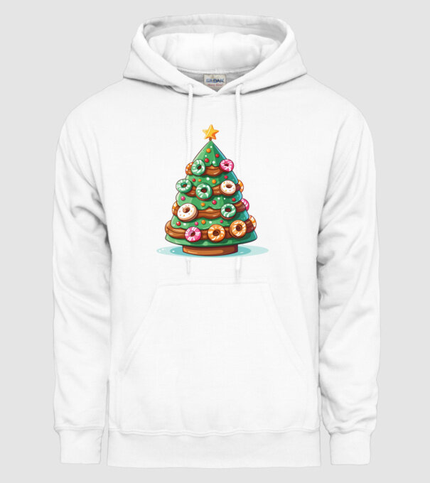 Doughnut pom de Crăciun model alb pe tricou