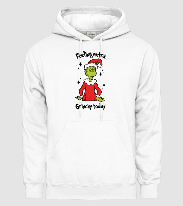 Feeling extra Grinchy today model alb pe tricou