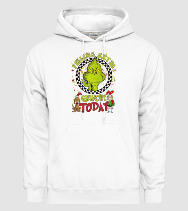 Feeling extra Grinchy today - Grinch model alb pe tricou