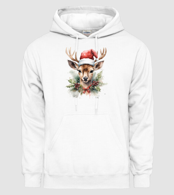 Festive Reindeer model alb pe tricou