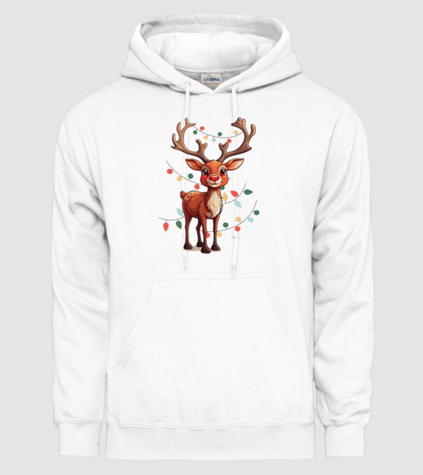 Festive Rudolph model alb pe tricou