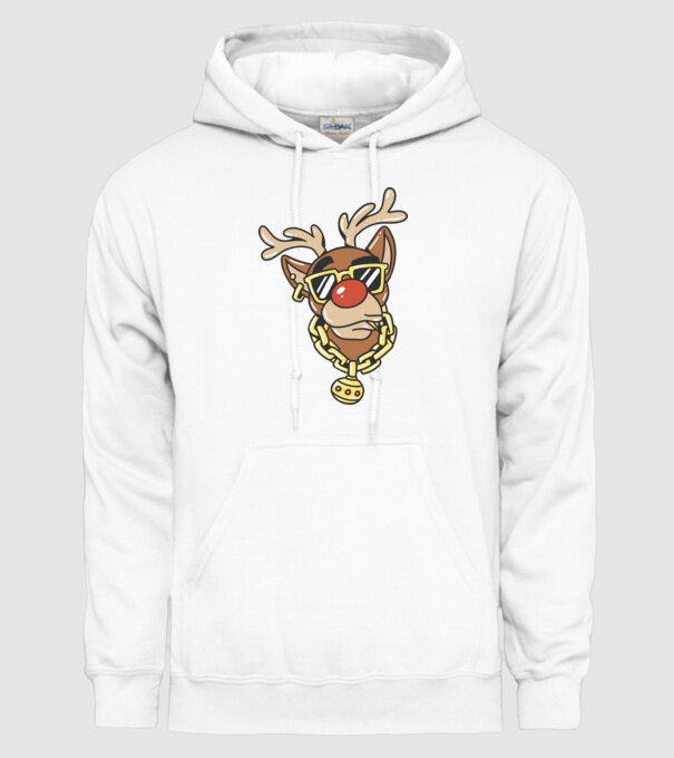 Gangster Reindeer model alb pe tricou