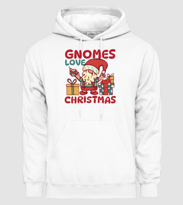 Gnomes LOVE Christmas model alb pe tricou