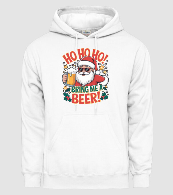 HO HO HO bring me a BEER santa Alb model alb pe tricou