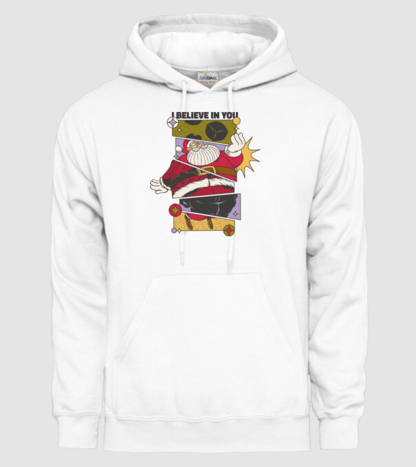 I believe in you Santa model alb pe tricou