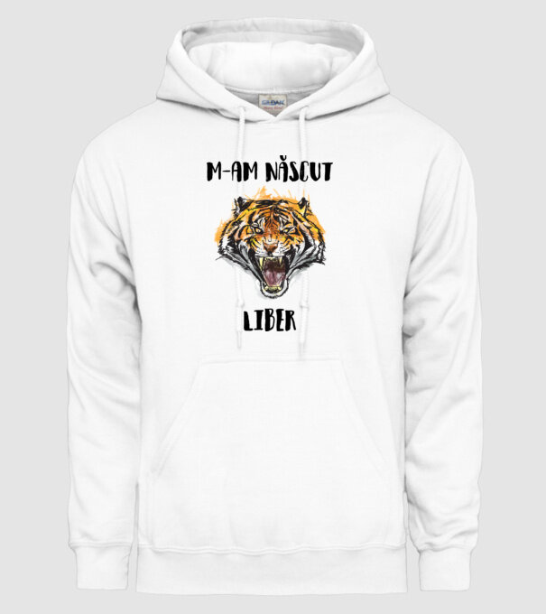 m-am născut liber model alb pe tricou