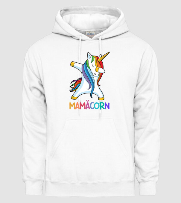 mamăcorn model alb pe tricou