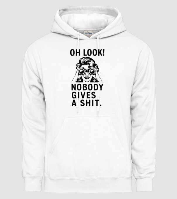 Nobody Gives a shit model alb pe tricou