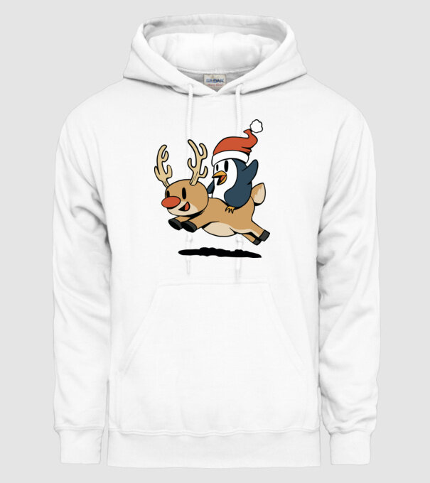 pinguin reindeer cristmas model alb pe tricou