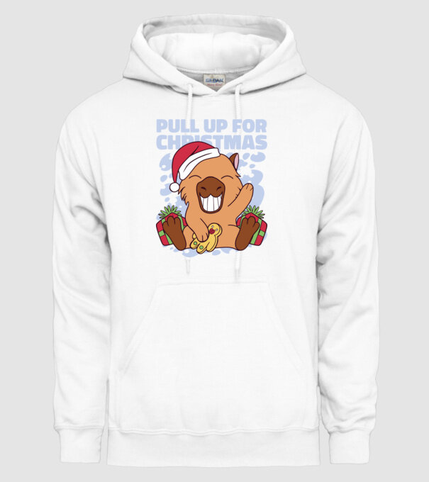 Pull up for christmas Capybara model alb pe tricou