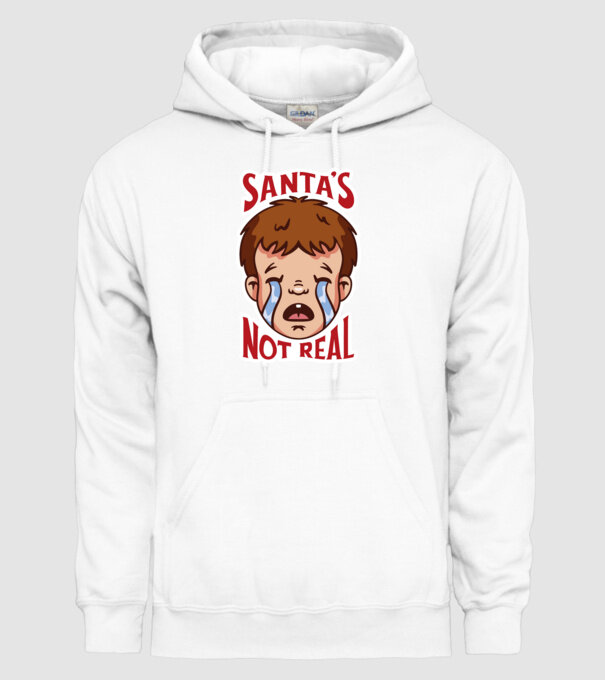 Santa's Not Real copil plângând model alb pe tricou