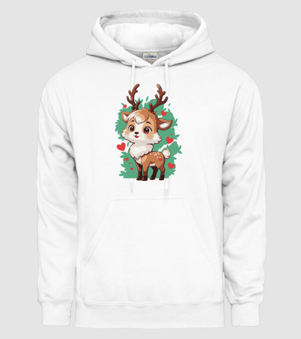 Valentine Deer model alb pe tricou