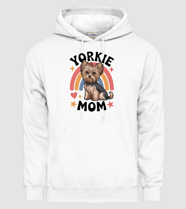 Yorkie Mom Alb model alb pe tricou