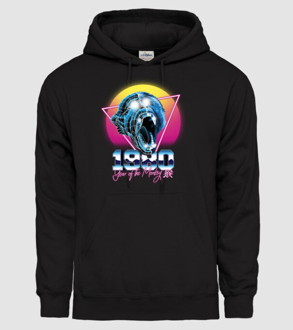 1980 Year of the Monkey model negru pe tricou