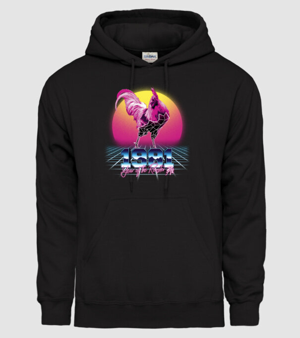 1981 Year of the Rooster model negru pe tricou