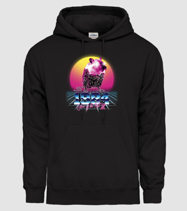 1984 Year of the Rat model negru pe tricou