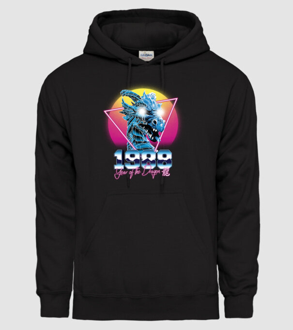 1988 Year of the Dragon model negru pe tricou