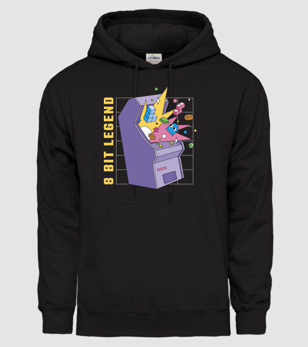 8 Bit Legendă Arcade Slot Machine model negru pe tricou