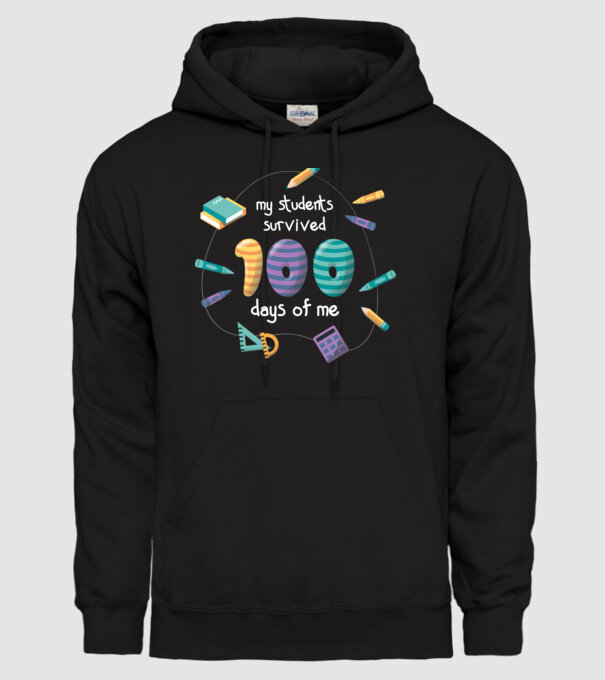 Elevii mei au supraviețuit 100 de zile cu mine model negru pe tricou