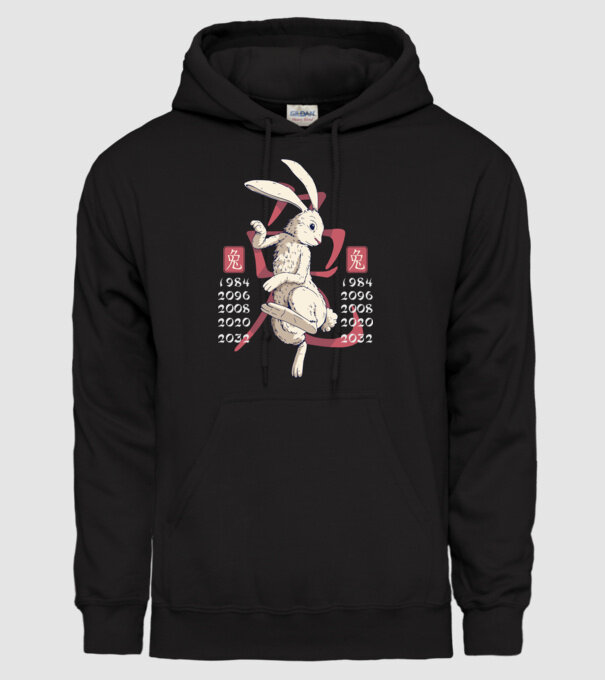 Year of the Rabbit model negru pe tricou