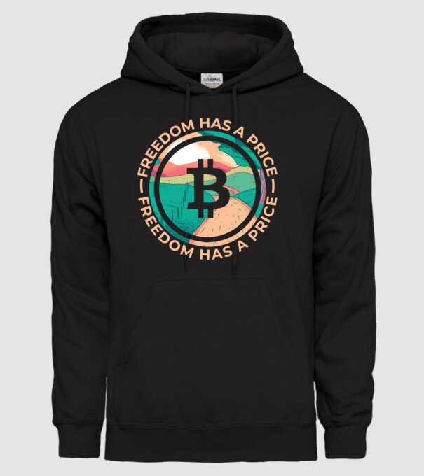 Libertatea are preț Bitcoin model negru pe tricou