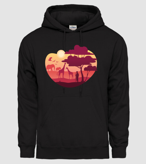 Peisaj african model negru pe tricou