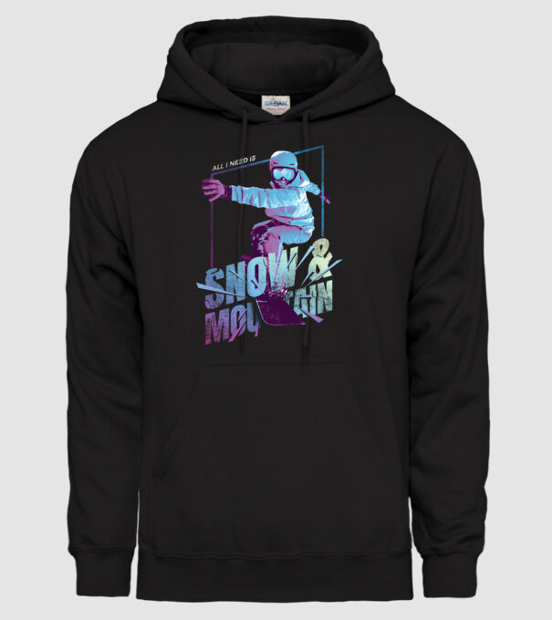 All I need is Snowboard model negru pe tricou