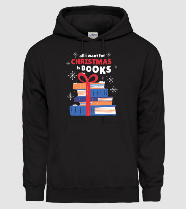 All I want for Christmas is Books tricou cu cărți model negru pe tricou