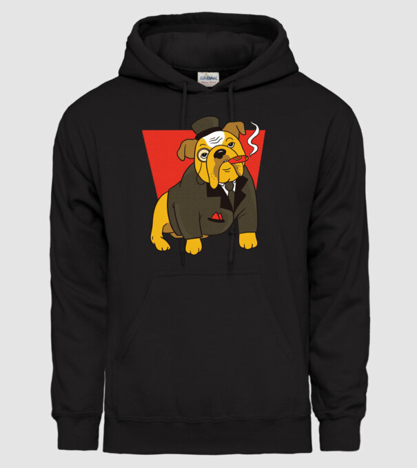 Bulldog englezesc cu trabuc model negru pe tricou
