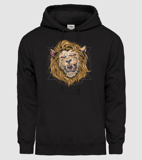 angry lion model negru pe tricou