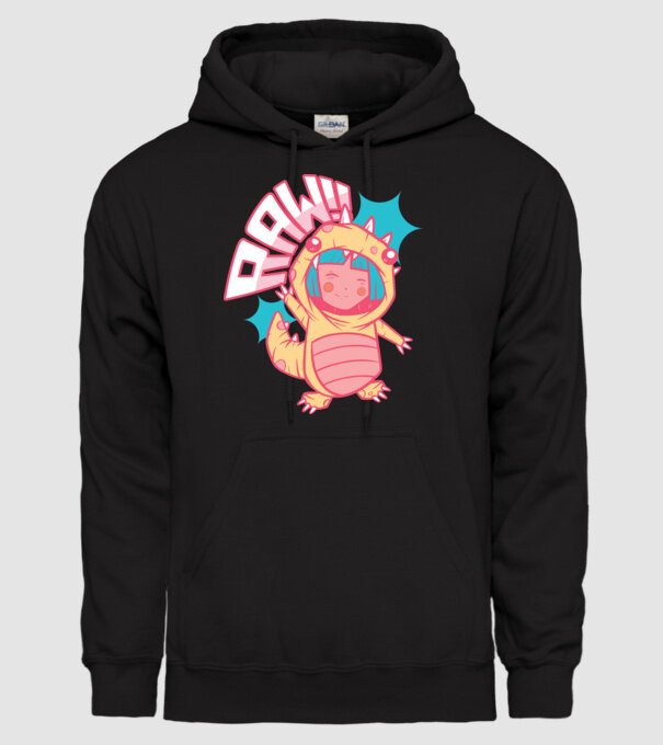 Anime dinozaur model negru pe tricou