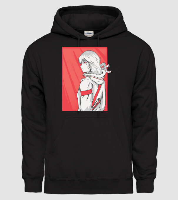 Anime fată Războinic model negru pe tricou