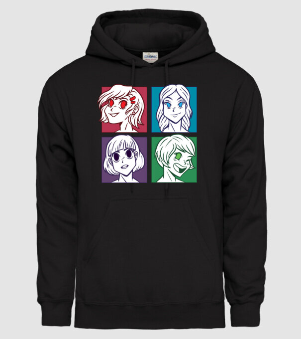 Fețe Anime fată Pop Art model negru pe tricou