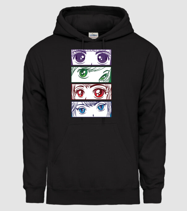 Anime ochi de fată Pop Art model negru pe tricou