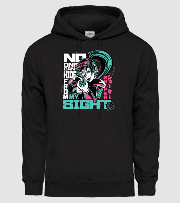 Anime Fată Lunetistă model negru pe tricou