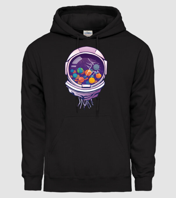 Cască de astronaut model negru pe tricou