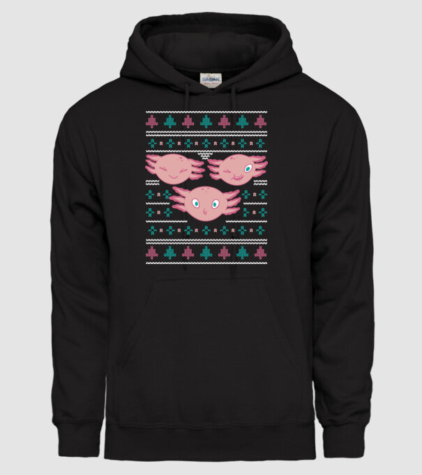 Pulover urât Axolotl model negru pe tricou