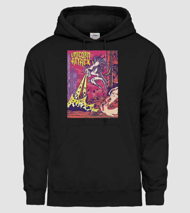 Atacul Unicornului model negru pe tricou