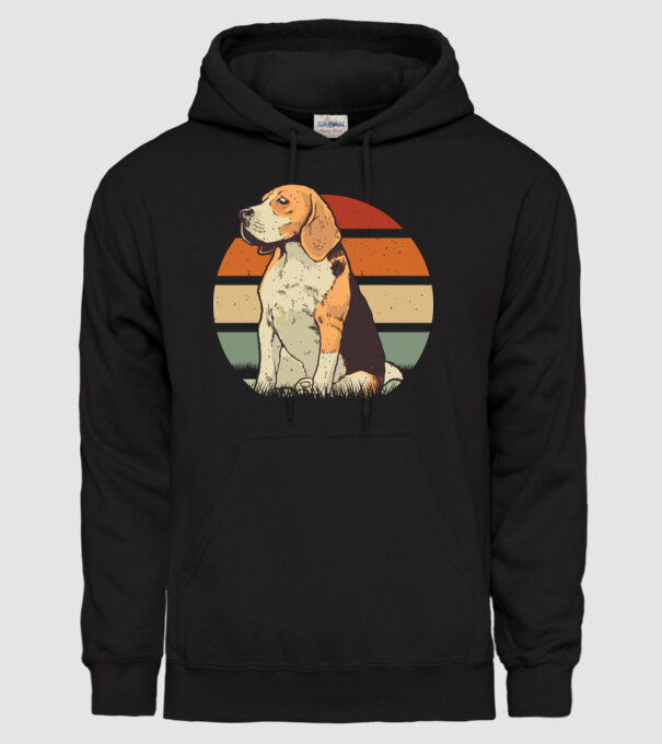 Beagle Retro Sunset model negru pe tricou