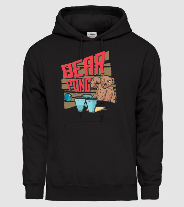 Bear Pong model negru pe tricou