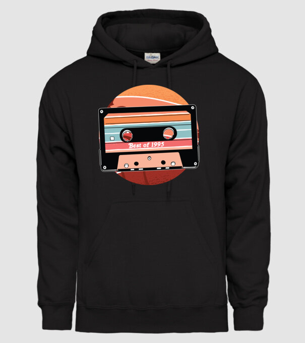 Best of 1995 retro Tape Birthday model negru pe tricou