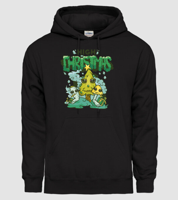 Crăciun drogat model negru pe tricou