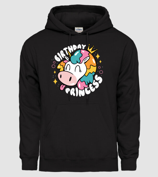 Birthday Princess Unicorn model negru pe tricou