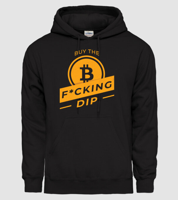 Bitcoin - Buy the fucking dip model negru pe tricou