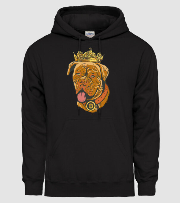 Câine Bitcoin model negru pe tricou