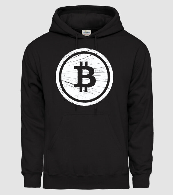 Bitcoin logo model negru pe tricou