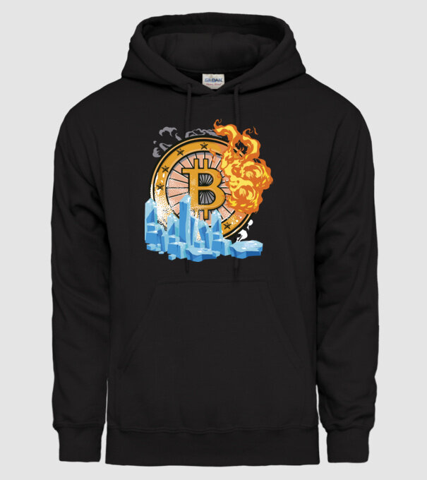 Logo Bitcoin model negru pe tricou
